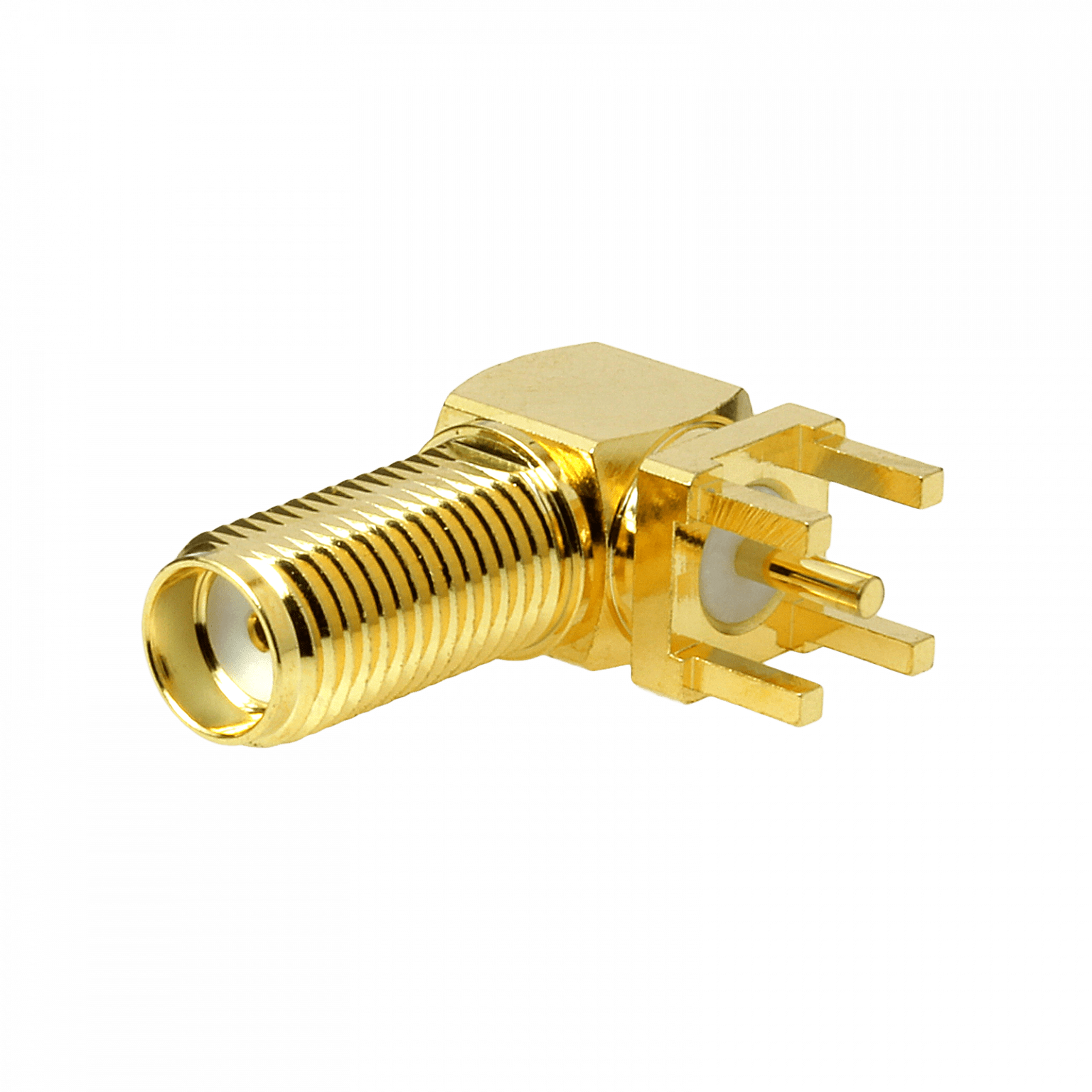 SMA Right Angle Bulkhead Jack, PCB Mount Type