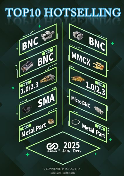Looking for high-precision RF solutions? S-CONN presents our 2025 Top 10 Hot-Selling series, featuring high-performance BNC, SMA, and Micro BNC connectors. As a leading specialist in RF connector OEM/ODM manufacturing, we provide customized metal parts and specialized designs tailored to your exact technical specifications. From Jan. to Dec., we deliver consistent quality and reliable performance for global industrial demands. Partner with S-CONN for precision engineering and scalable production. Key Strengths: Custom Engineering, OEM/ODM Flexibility, Precision CNC Machining, Global Export Quality.